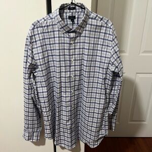J. Crew Blue and White Plaid Men's Dress Shirt